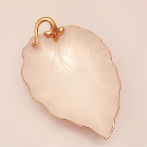 Lenox 24K Gold Trim Elegant Leaf  Accent Dish